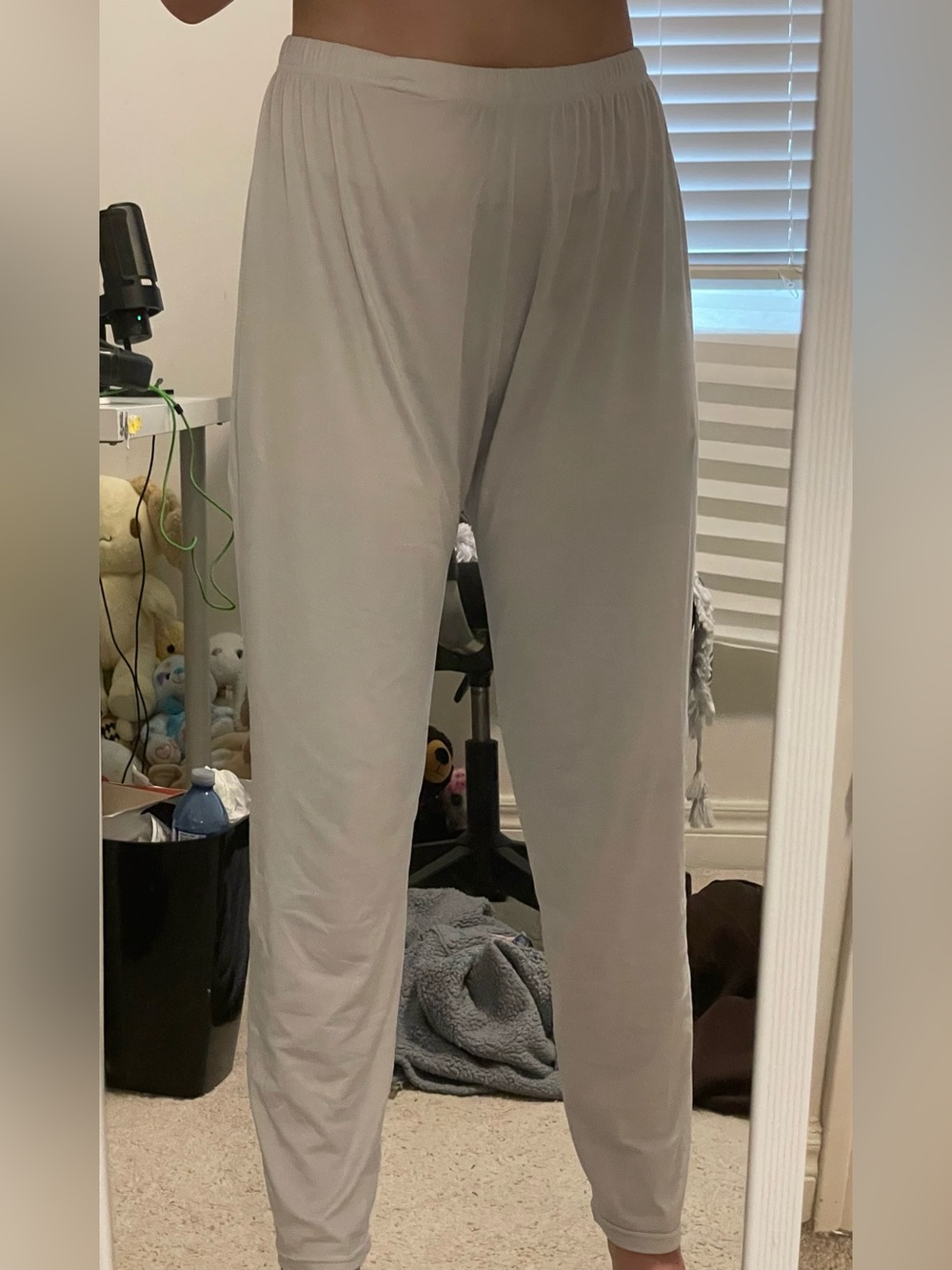 Lightweight Elastic-Waist Lounge Pants White